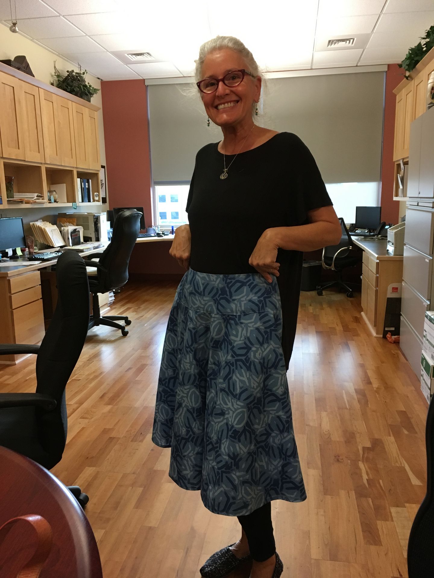 woman with handmade skirt